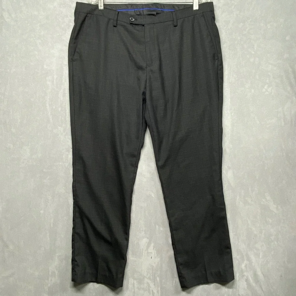 Eddie Domani Mens Dress Pants Flat Front Straight Leg Size 36x30‎ Charcoal